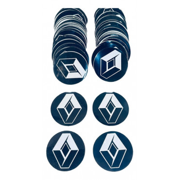 Adesivo Redondo Renault Calota Roda 47mm Preto Sem Resina Adesivo Redondo Rena...