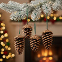 Pinha Natural Enfeite Natal Árvore Decoração Artesanato - Marrom-escuro